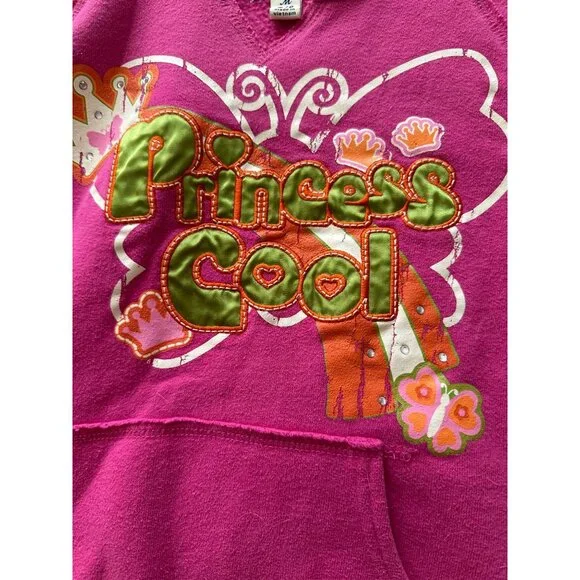 Place 89 Girl's Hot Pink Hooded Sweatshirt Butterfly Graphic Princess Cool Sz M - Picture 6 of 9